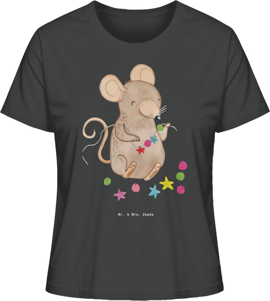 Mr. & Mrs. Panda Damen Basic T-Shirt Maus Schmuck selber machen Größe XL - Anthrazit - Geschenk, DIY, Oberteil, Shirt, Damenshirt, Basteln