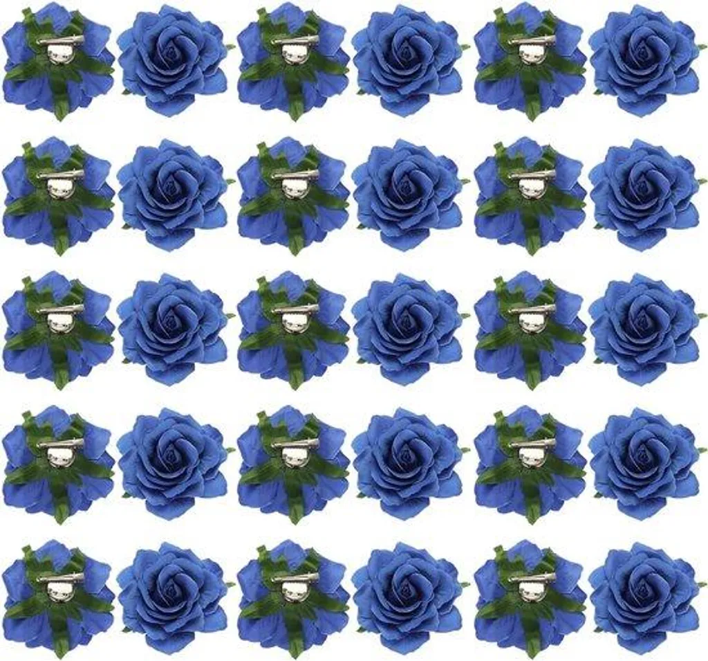 Barrette à Cheveux 10 cm Bleue Blumenkranz avec Motif Floral en Relief
