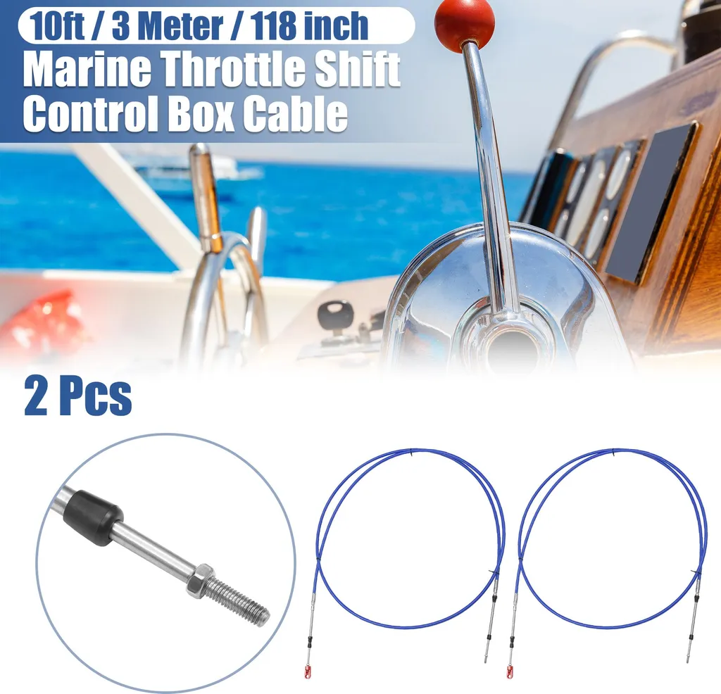Câble de Contrôle Marine 10 ft Haute Performance avec Chape Bleu x2