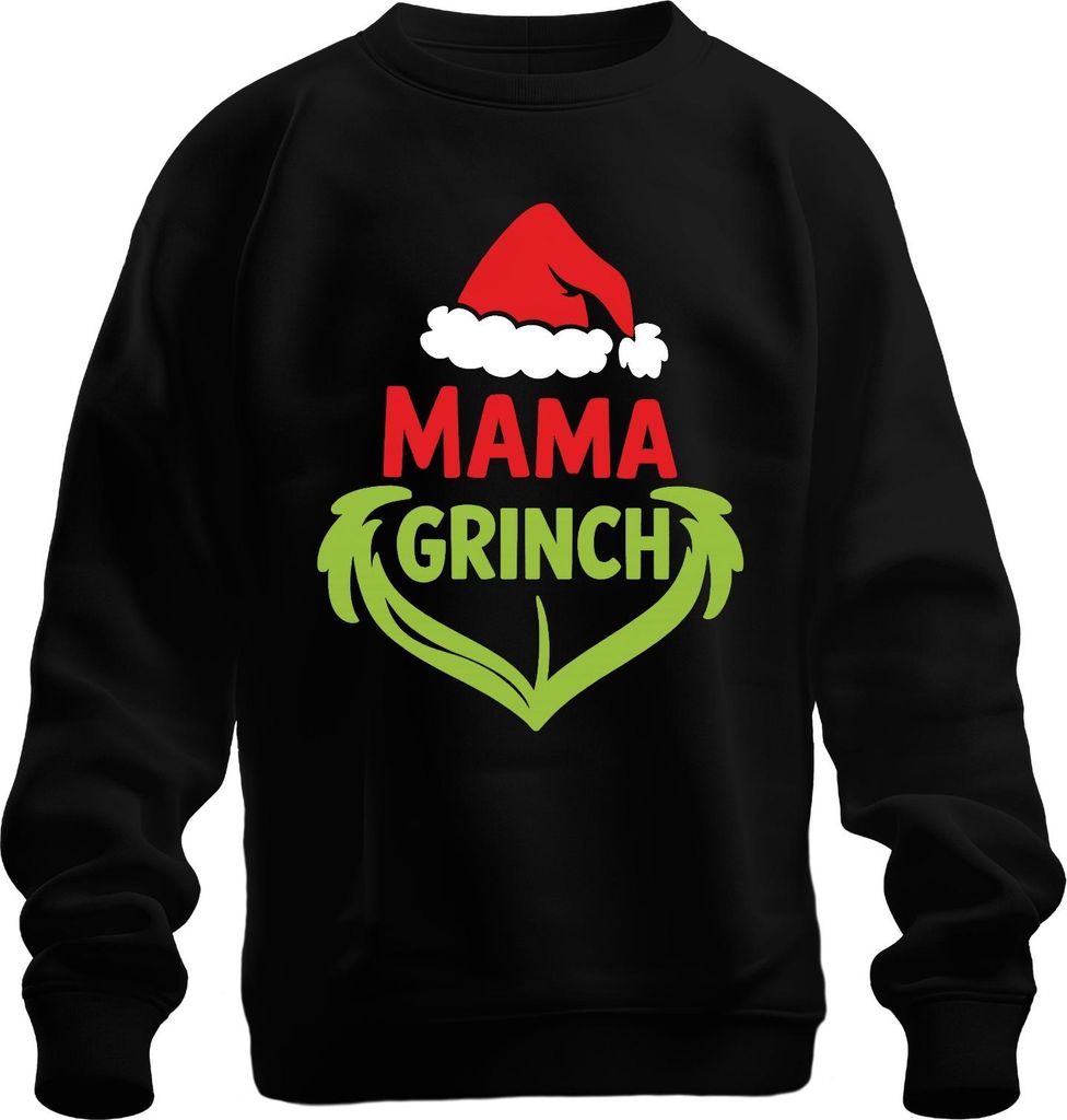 MAMA GRINCH Weihnachten Geschenk Mütze grün Herz Familie lustig Uni Sweatshirt Pullover, Schwarz, XL