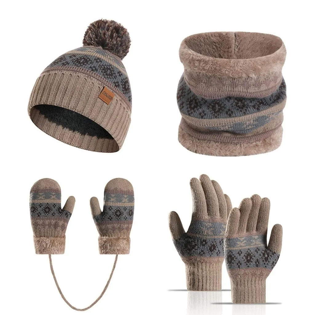 Set Termico Invernale Bambini 4 Pz Maglia e Pile - Cammello Protezione