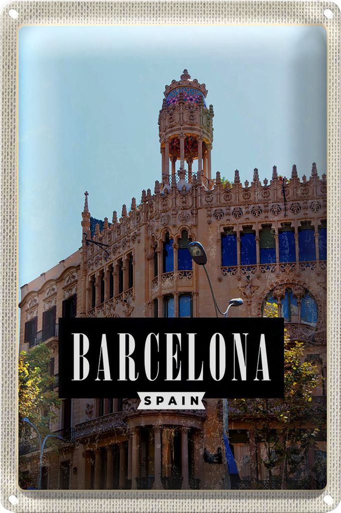 Blechschild Reise 20x30cm Barcelona Spanien Sargrada Reise