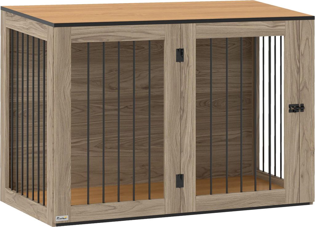 Fortuna Lai Hundekäfig Möbel, Hundebox mit Tür und Fenster, Beistelltisch für Zuhause, Hundehaus für große Hunde unter 30 kg, Stahl, 106 x 60...