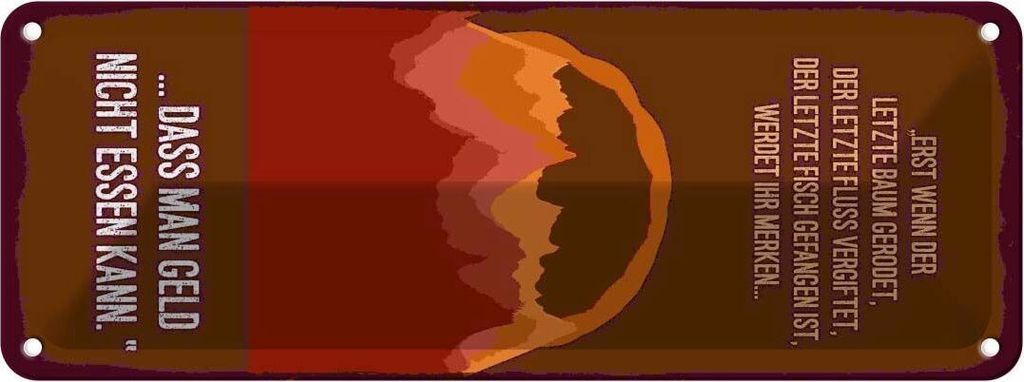 vianmo Blechschild 10x27 cm erst wenn der latzter Baum Spruch Zitat