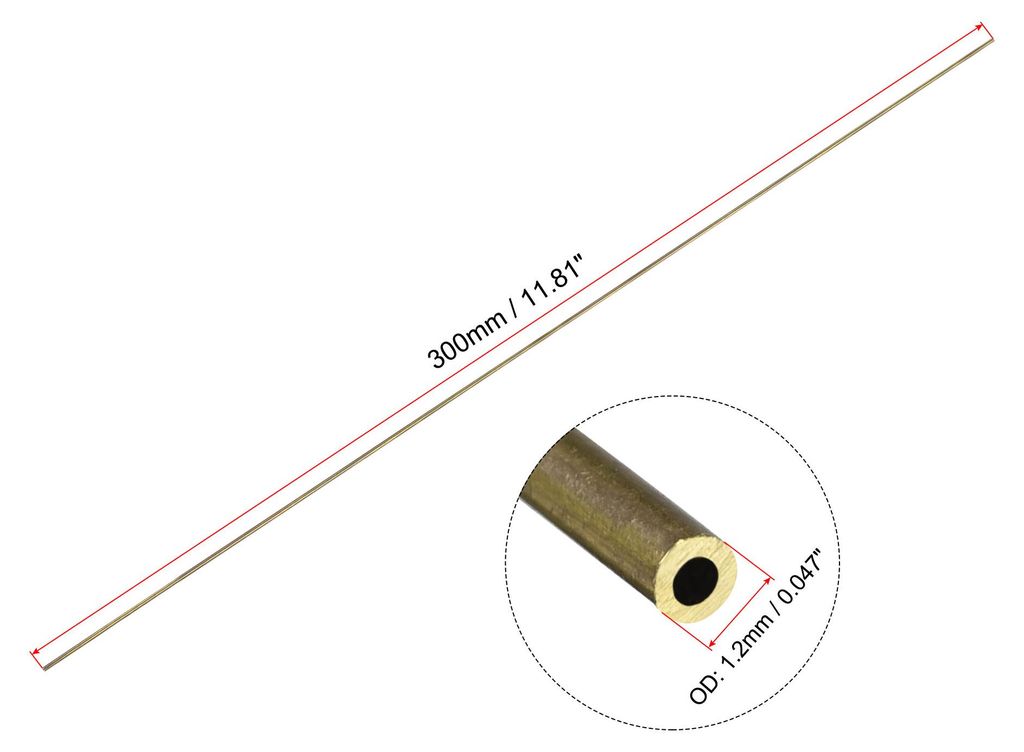 2 Stš¹ck 300mm L?nge Messingrohr 1,2mm Au?endurchmesser, Nahtlose Gerades Rohr 0,25mm Wandst?rke, Messing Rundrohr fš¹r Industrie Bauwesen Gart...