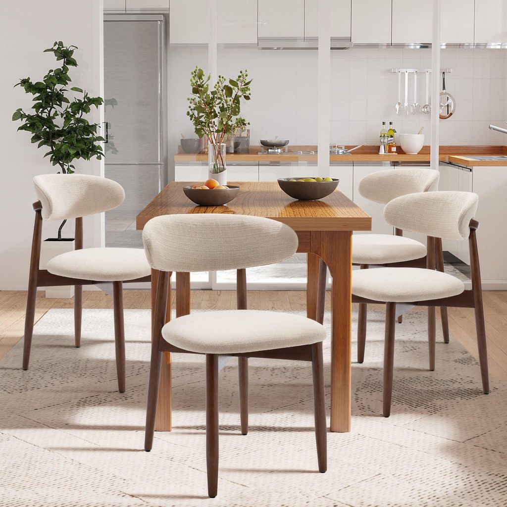 COLAMY, lot de 4 chaises rembourrées à pieds en bois, Image du produit 