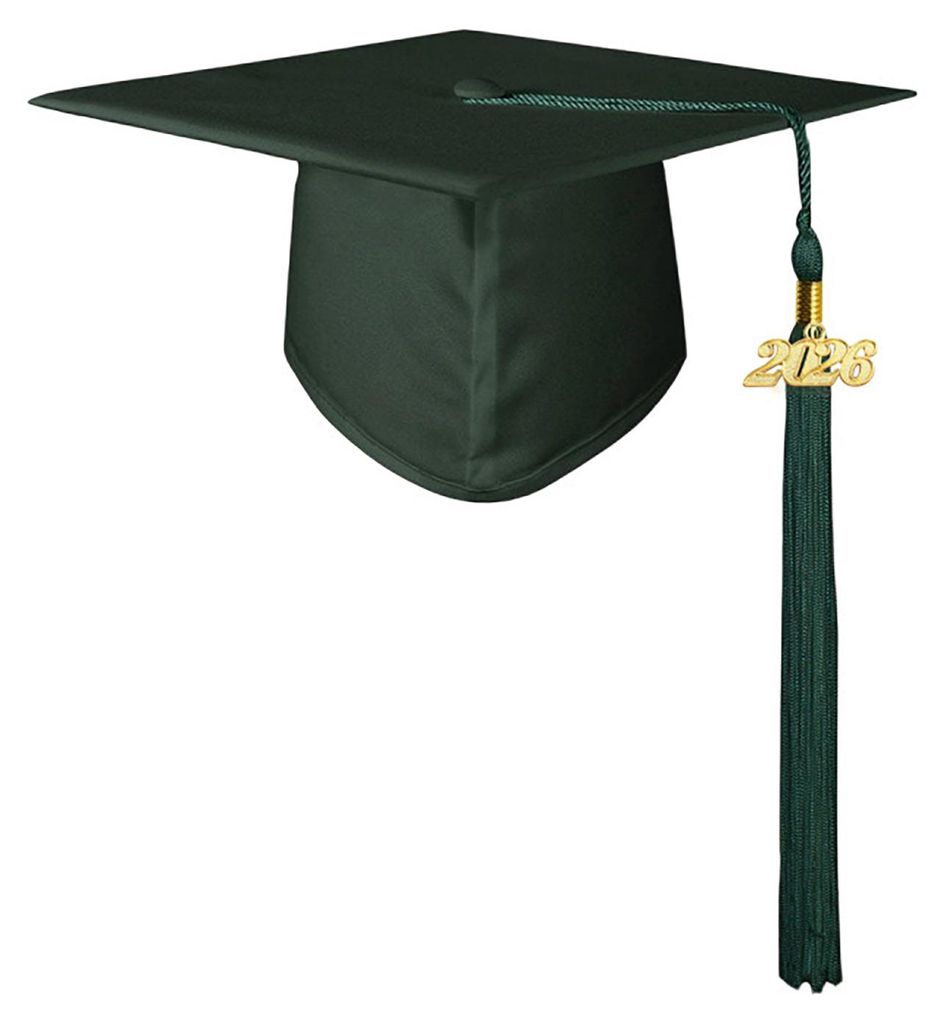Matte Abschlussmütze mit Quaste (Jahrgang 2026), verstellbarer elastischer Unisex-Abschlusshut für High School, Middle School und College