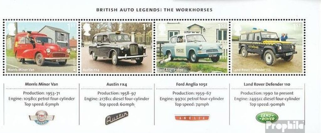 Briefmarken Großbritannien 2013 Mi Block84 (kompl.Ausg.) postfrisch Postfahrzeuge