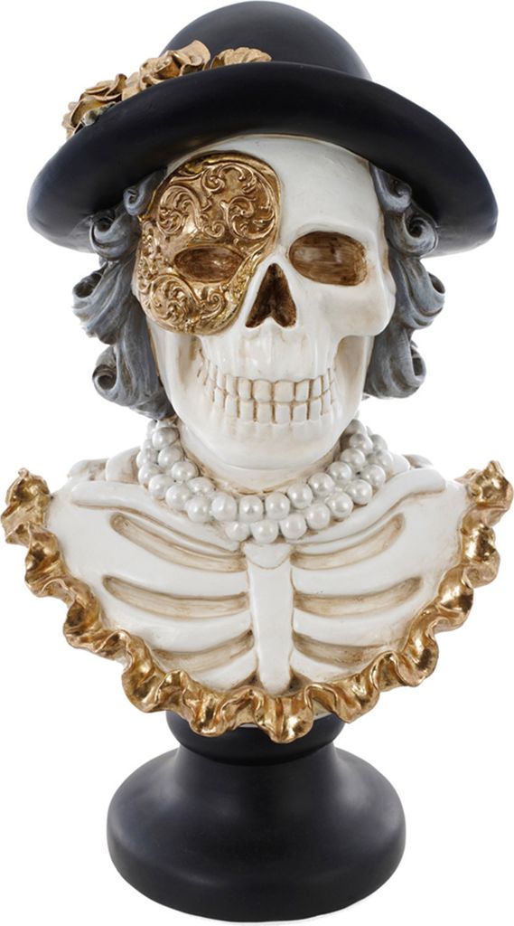 Büste Skulptur Barock Skelett "Misses Venedig" | Halloween Dekofigur Karneval