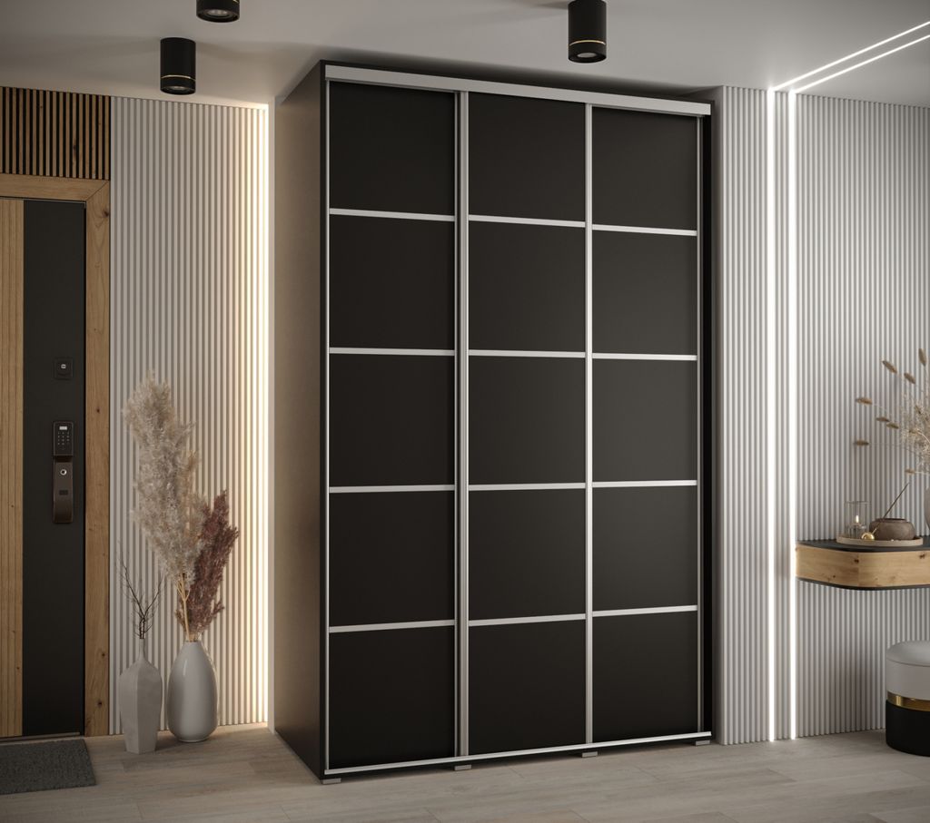 Kleiderschrank ASIRI 4 - 150/45 cm, schwarz/silber