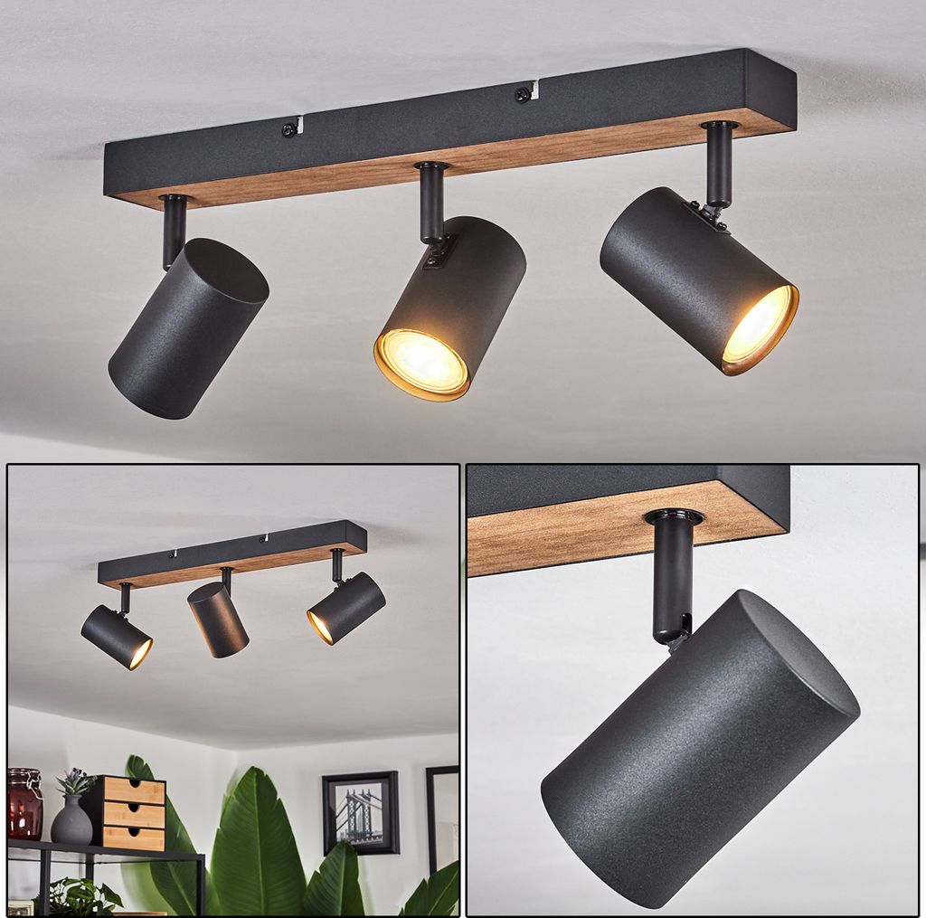 Gambellara »Gambellara« Deckenlampe aus Metall/MDF in Schwarz/Braun/Holzoptik
