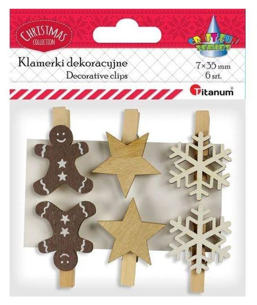 Dekorative Wäscheklammern 6 Stück Titanum Weihnachten Produktbild 