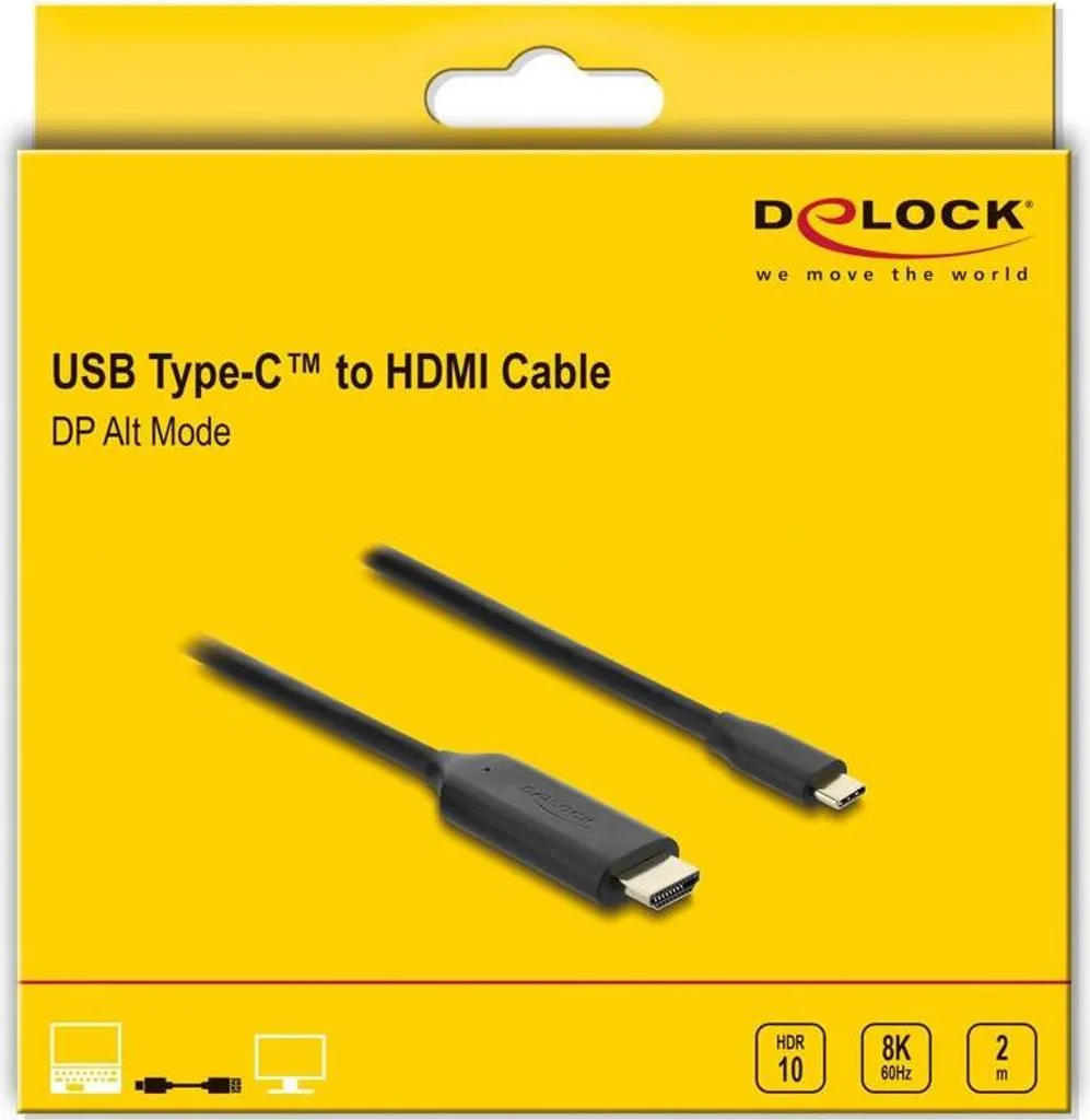 Câble USB Type-C vers HDMI 8K 60Hz HDR 2m - Adaptateur DP Alt Mode - 2