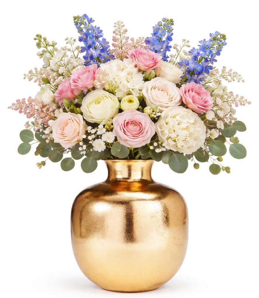 H&S Collection Vase Dubai - gold - H40 x T30 cm - Metall - Blumenvase