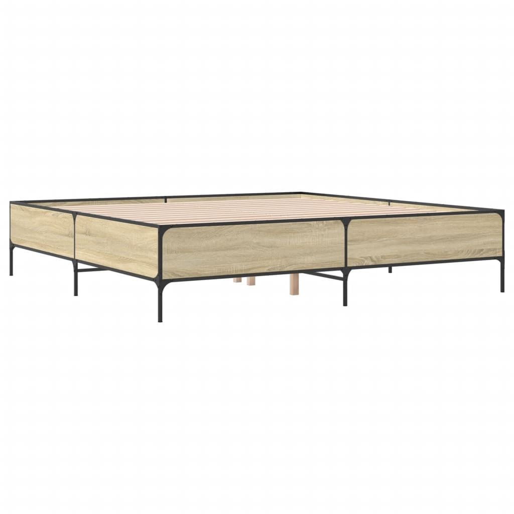Bettgestell Sonoma-Eiche 200x200 cm Holzwerkstoff und Produktbild 