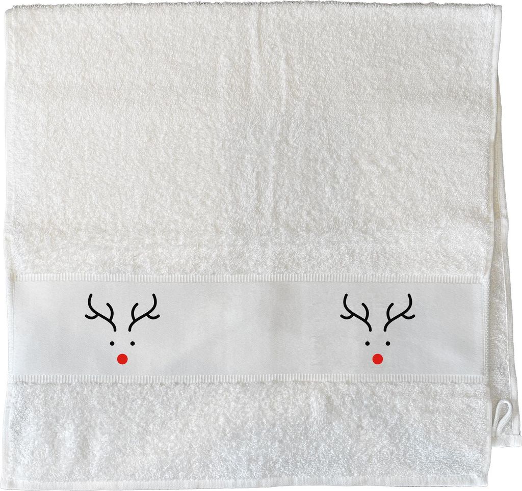 Huuraa Handtuch Rentier Rudolph 50x100cm White Baumwolle Handtuch Geschenkidee