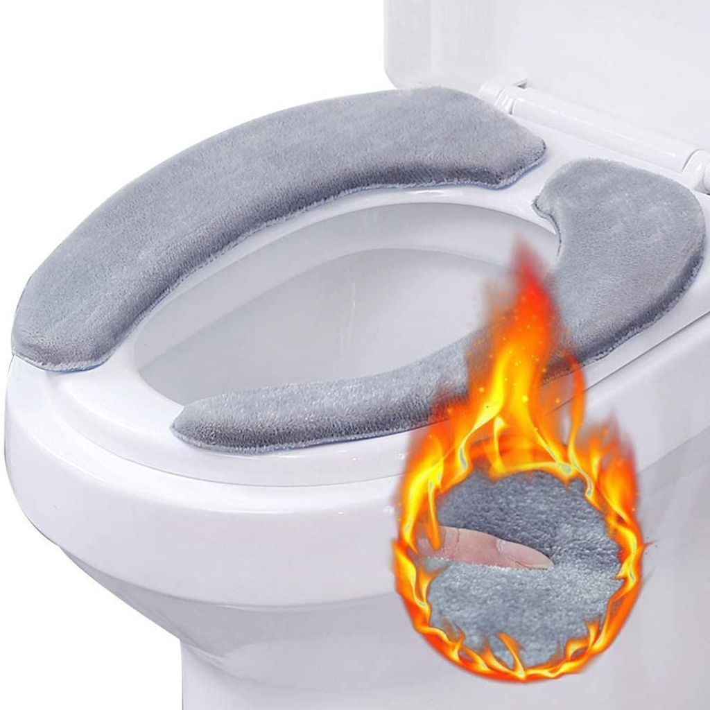 Paar Toilettensitzkissen, gepolsterte, dicke, warme, weiche, flauschige, runde, längliche, waschbare Einweg-Toilettenmatte