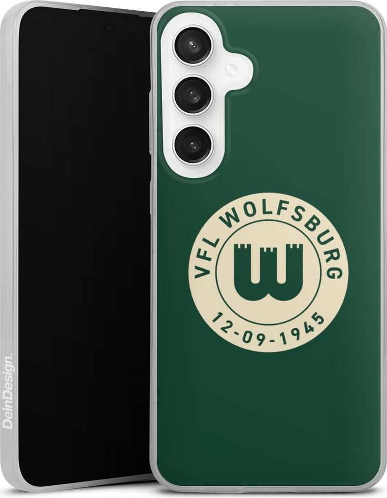 DeinDesign Slim Hülle für Samsung Galaxy S24 FE 5G Silikon Case Ultra Dünn Handyhülle Offizielles Lizenzprodukt VfL Wolfsburg 80 Jahre