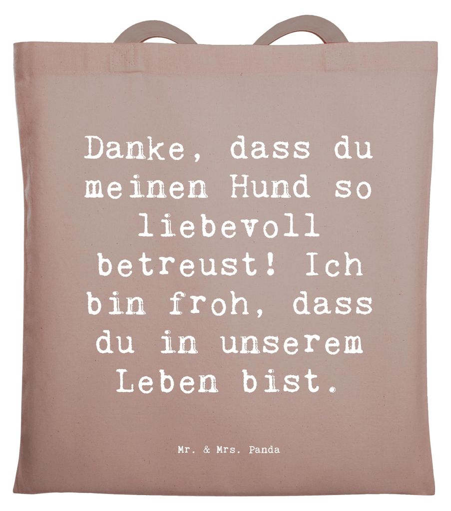 Mr. & Mrs. Panda umhängebeutel Spruch Danke Hundesitter - Braun Pastell - Geschenk, Tasche, Aufmerksamkeit, Shopping, Hund, Jutebeutel, Uni, sagen...