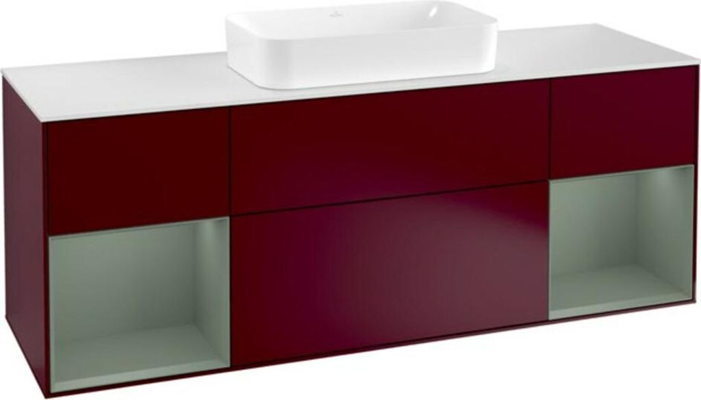 V&B Waschtischunterschrank Abdeckplatte wh. m Finion 160x60cm, Reg Oli. m lacquer, Peony Matt