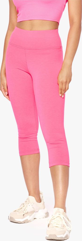 Bellivalini Neon Leggings Damen High Waist 3/4 BLV50-298 (Rosa, S)