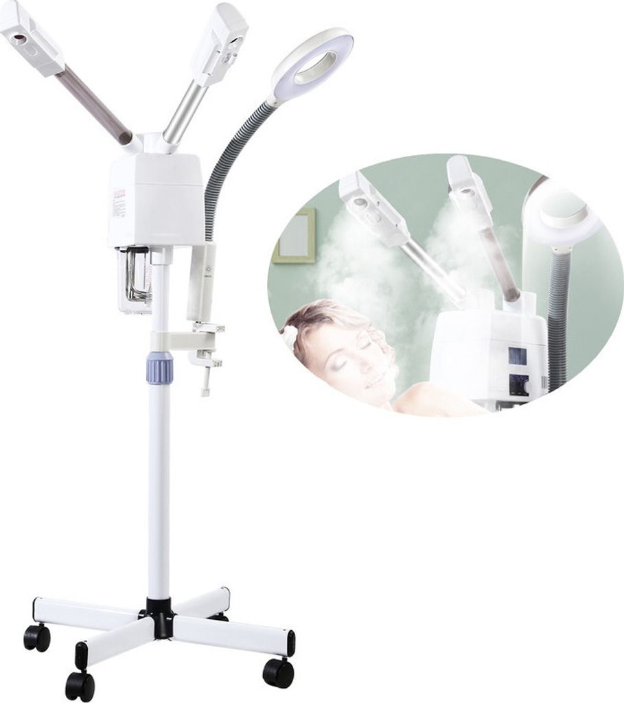 3 in 1 Gesichtsdampfer Multifunktion Spa Luftbefeuchter mit heißer & kalter Düse und 5-fach vergrößerndes LED-Licht für Feuchtigkeitsspend und...
