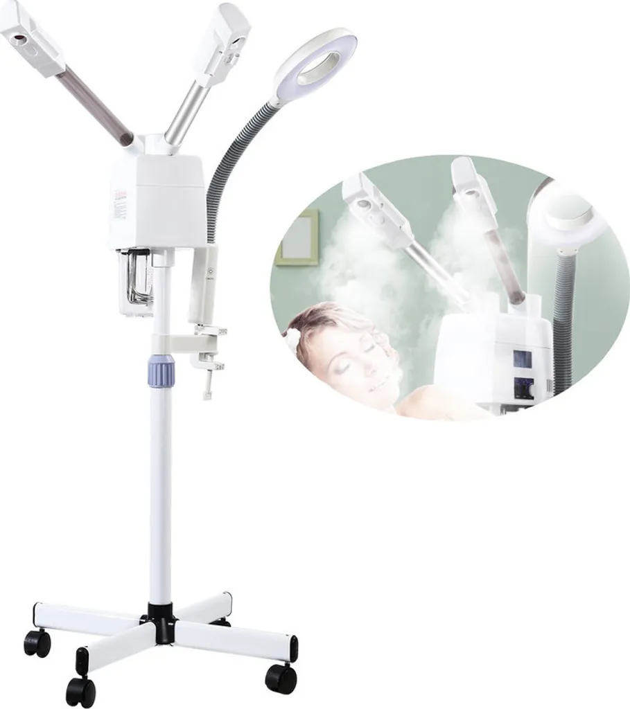 Vaporisateur visage anti-impuretés avec loupe LED 5x pour soin profond