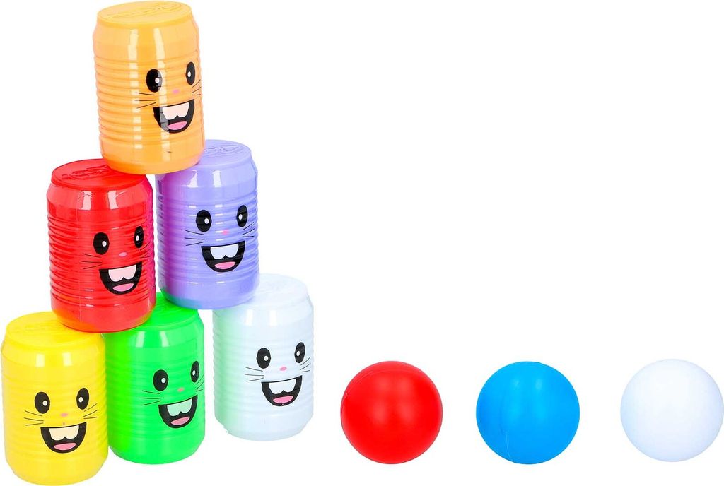 Dosen-Wurfspiel, Kinder Dosenwerfen, 6 Dosen und 3 Produktbild 