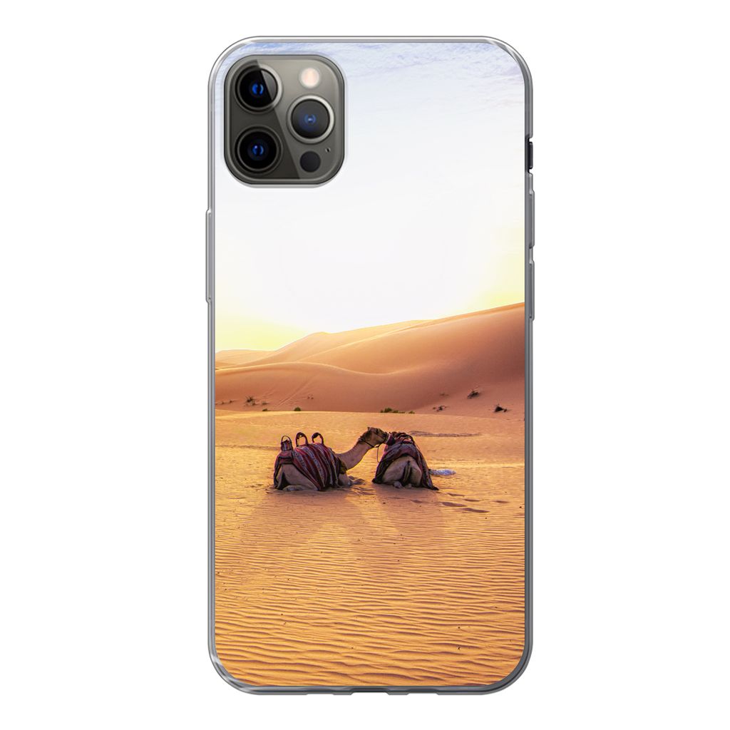 MuchoWow Handyhülle Schutzhülle Hülle für iPhone 13 Pro Max Kamel - Wüste - Sand Silikon Softcase Handy Hülle - Mobiltelefon