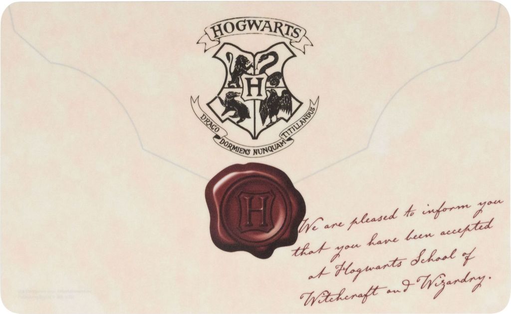 Harry Potter Brettchen - Brief Hogwarts Aufnahmebrief Frühstücksbrettchen Schneidebrettchen aus Resopal Beige