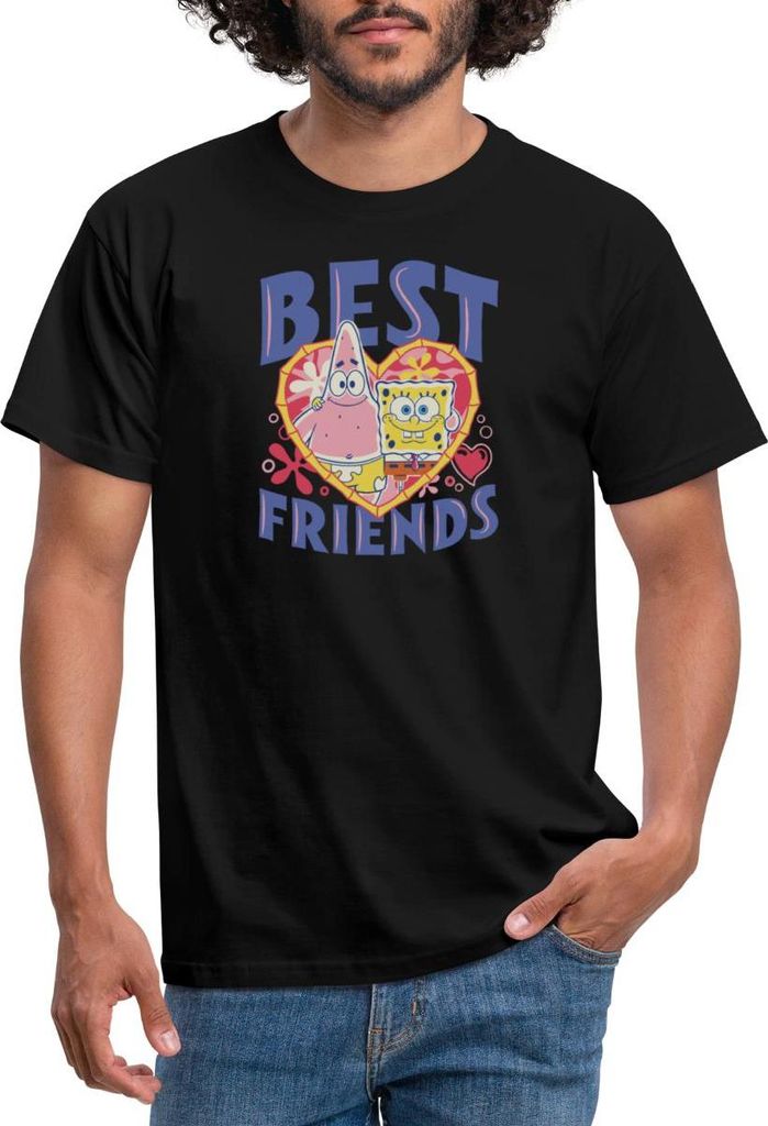 Spreadshirt Spongebob Schwammkopf Und Patrick Beste Freunde Männer T-Shirt, XXL, Schwarz