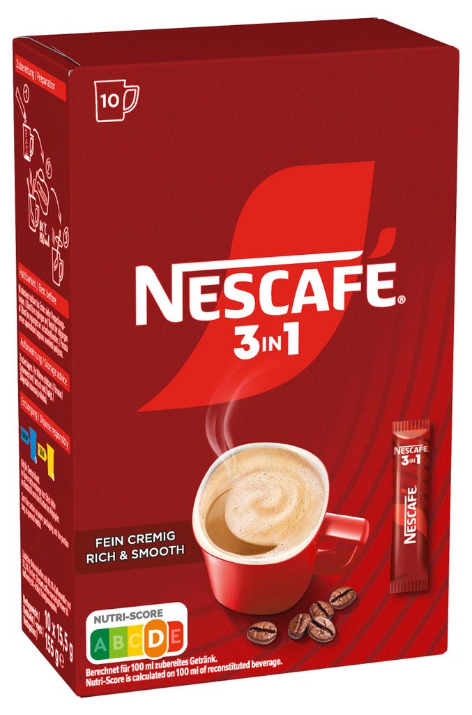 Nescafe 3in1 Typ Sticks Instantkaffee 10 Sticks á 15,5 g Produktbild 