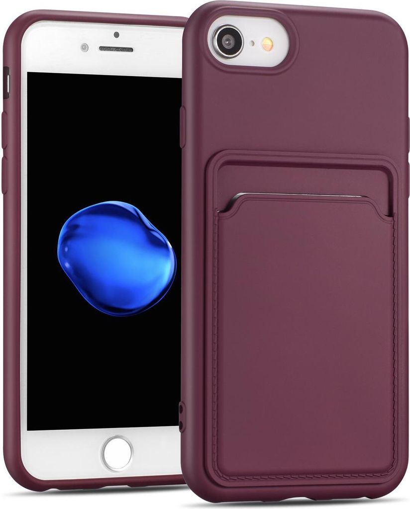 Conie Schutzhülle für iPhone 7 / 8 / SE 2 mit Kartenfach Tasche Case Cover Bumper Silikon Hülle in Lila