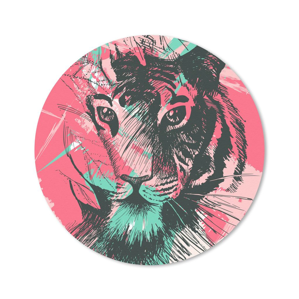 MuchoWow Mauspad Mousepad Tiger - Abstrakt - Rosa 50x50 cm - Mousepads - Maus Mat - Pad - Mausunterlage - Vinyl