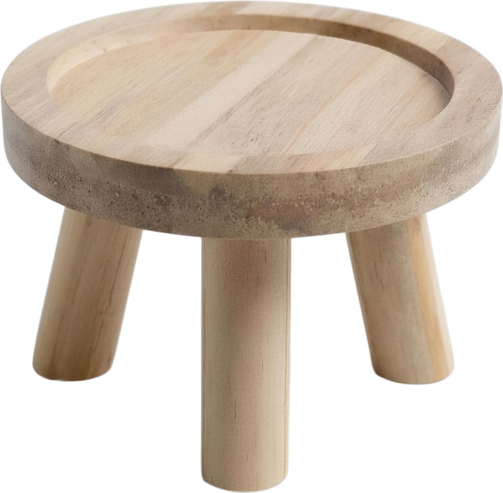 Holz Blumenhocker mit drei Beinen - ca. Ø 20 cm x 15 cm Pflanzen Hocker natur