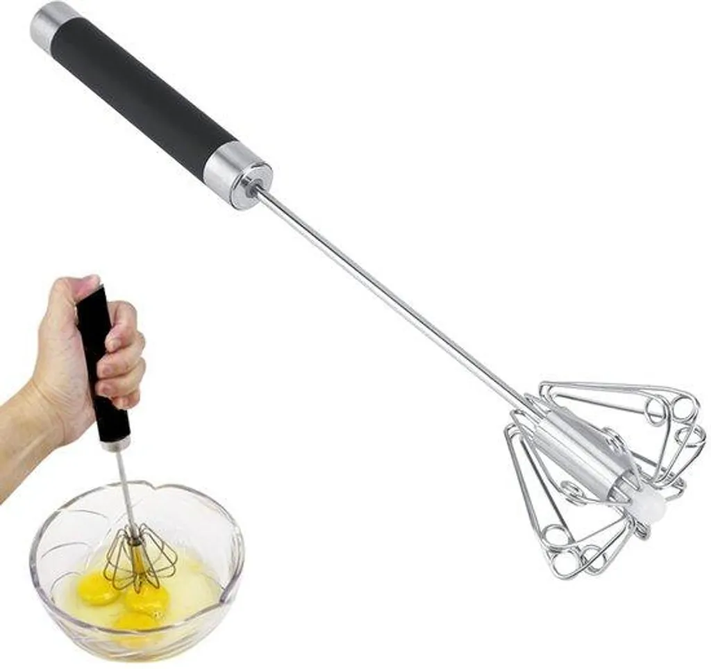Fouet mécanique en inox avec poignée antidérapante pour mousse de lait