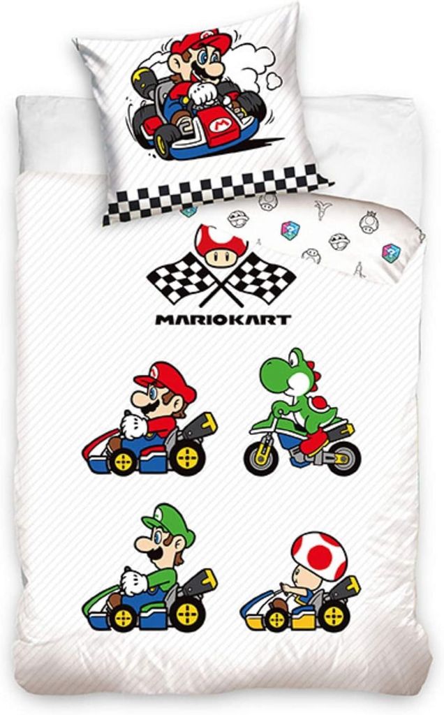 Super Mario Kart - Wende-Bettwäsche-Set, 135x200 & 80x80 Produktbild 