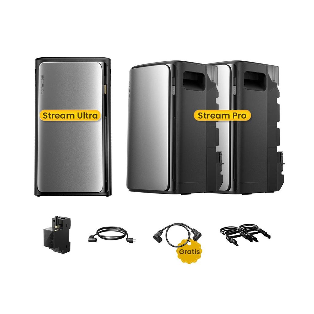 Powerness Balkonkraftwerk Speicher – EcoFlow STREAM Ultra 1,92 kWh (4 MPPT) Speicher mit 2x STREAM Pro 1,92 kWh (3 MPPT) und Smart Meter, Plug & ...