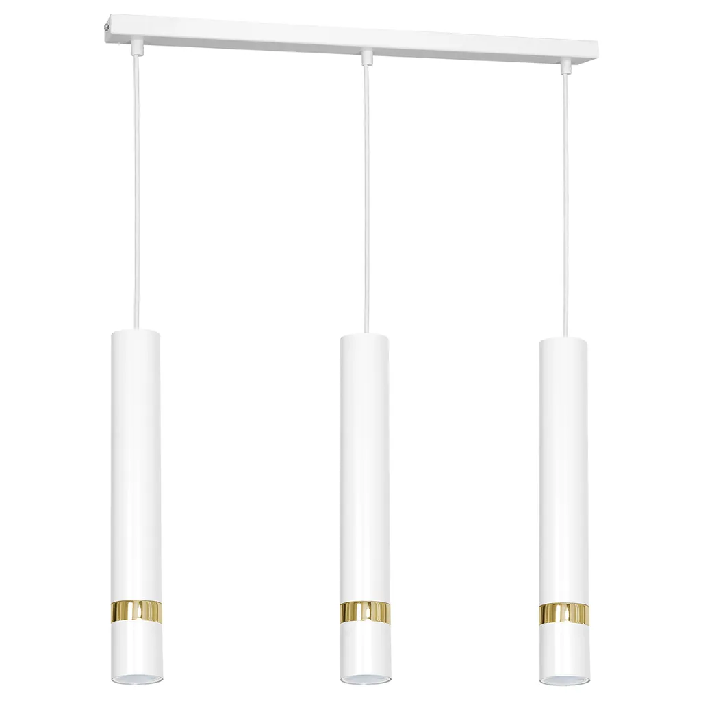 LUMINEX Suspension Reno blanc et doré à 3 lumières - Luminaire design