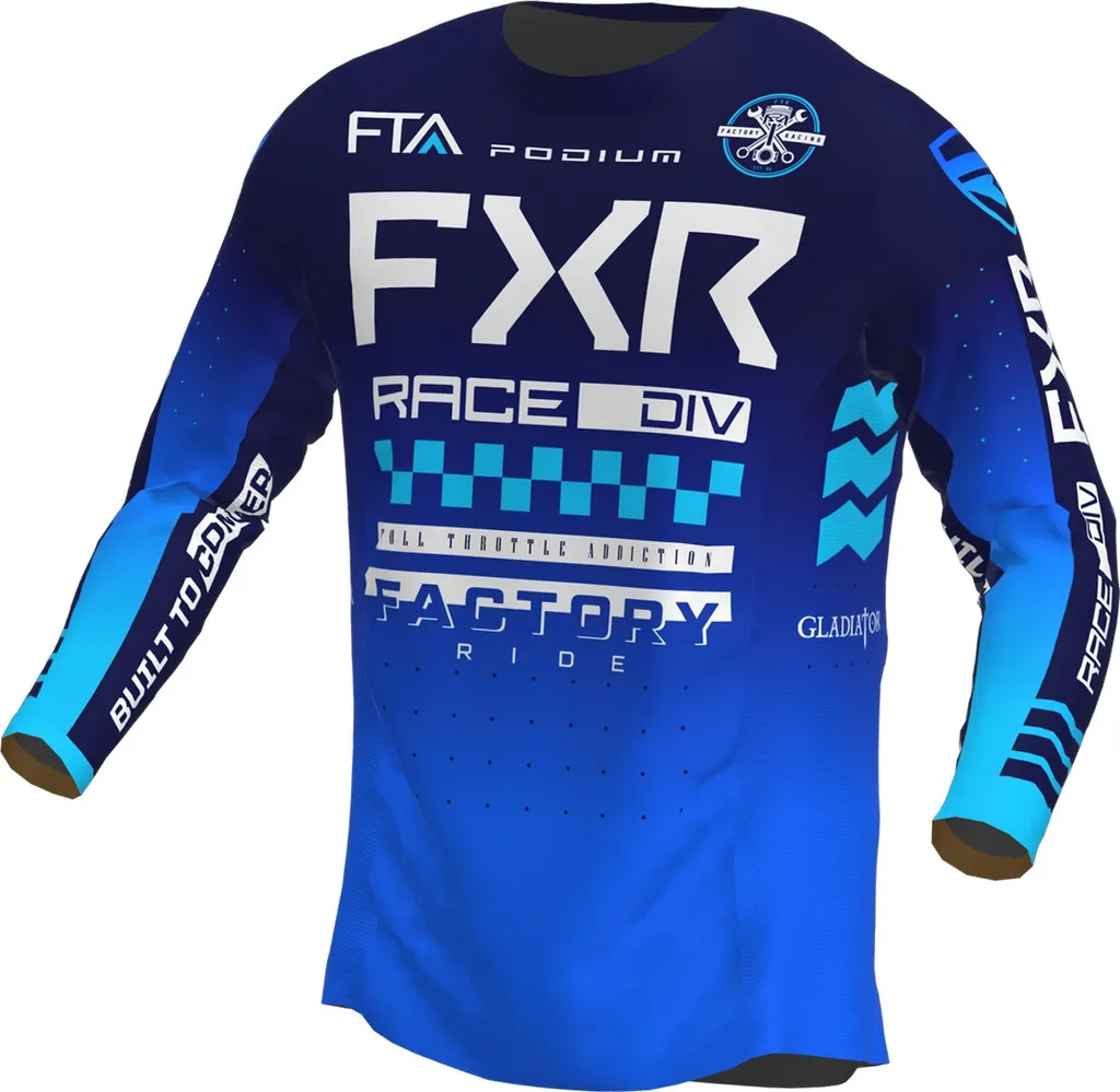 Maillot Motocross FXR Podium Gladiator 2023 Bleu et Blanc Taille XL