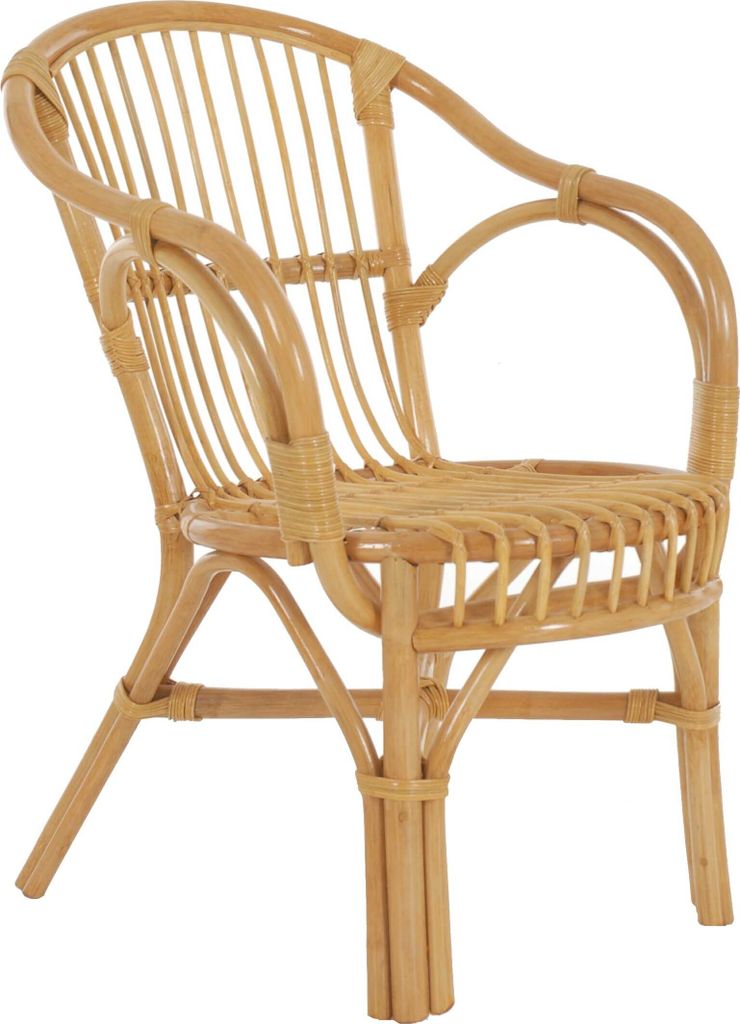 KRINES HOME Klassischer Flecht-Sessel im skandinavischem Stil / Korb-Stuhl aus Natur-Rattan (Honig)