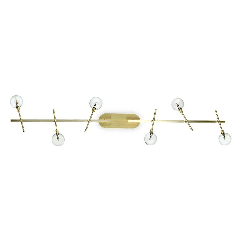 Luminaire Plafonnier Maracas 6 ampoules G4 en laiton et verre clair