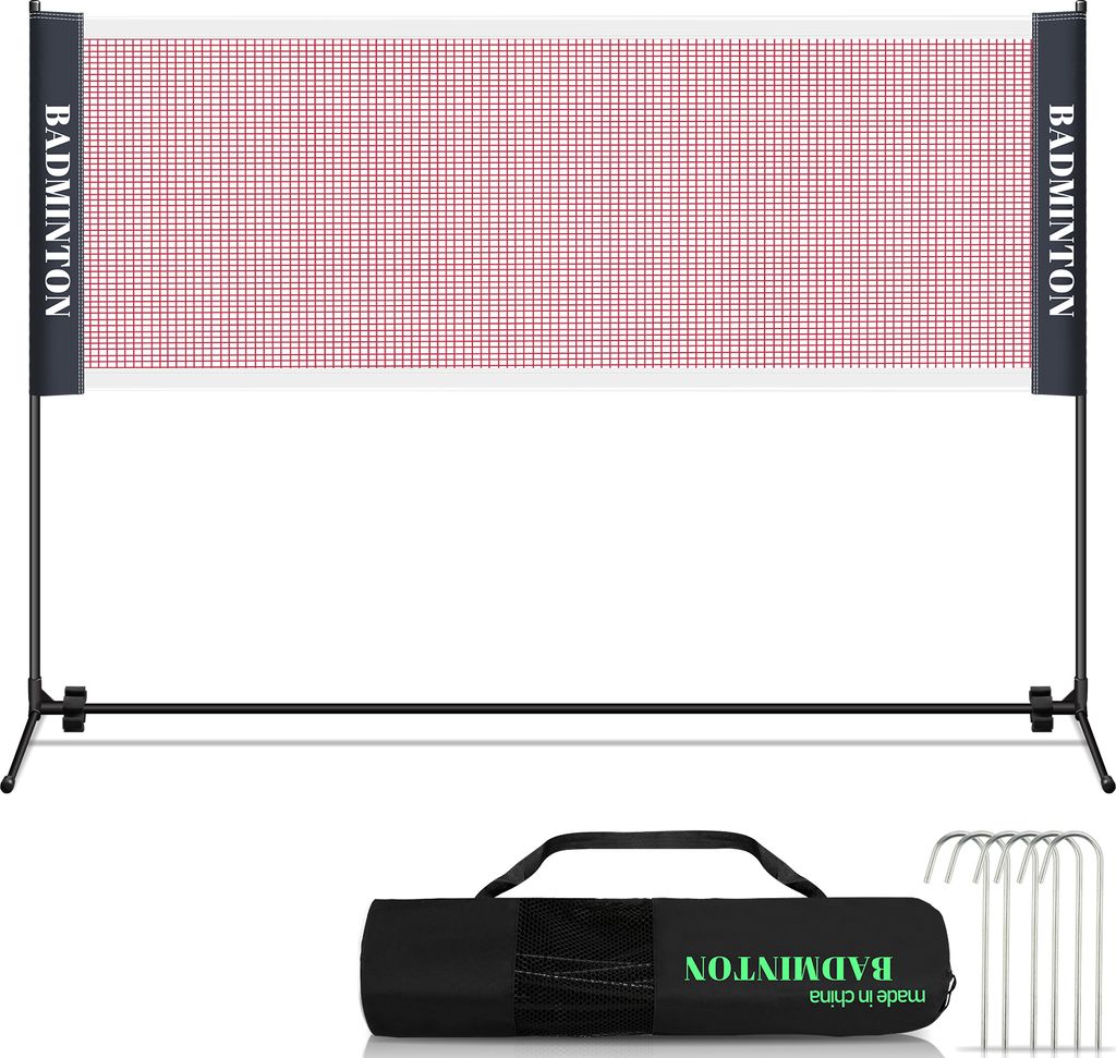Jayseuw Badmintonnetz Set, Faltbares Tennisnetz, Volleyballnetz mit Transporttasche, Höhenverstellbar, Indoor & Outdoor, Höhen 93-155 cm, 310 cm
