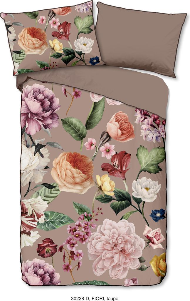 Descanso Bettwäsche mit einer biese und Blumen - 140x200 cm - 100% Bio Baumwolle