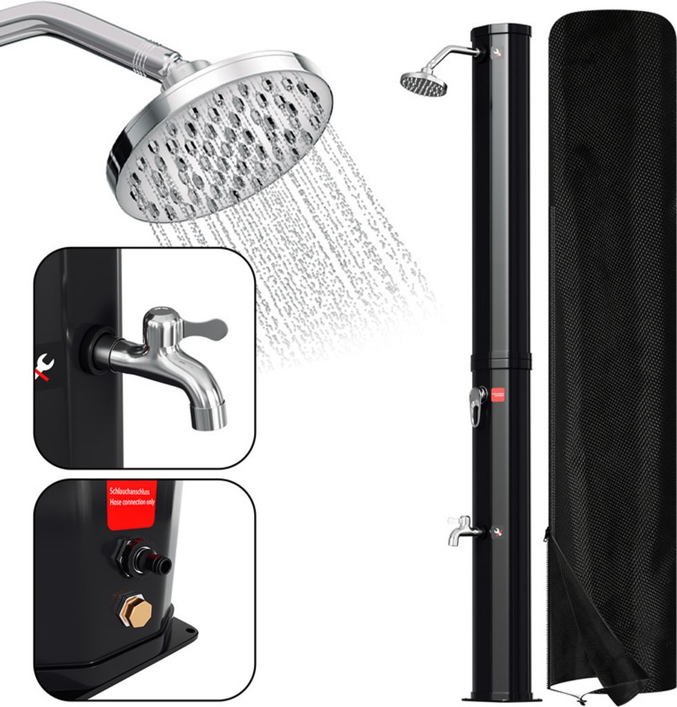 SWANEW Solardusche Dusche mit Fußdusche Aussendusche Gartendusche Pool 35L (mit Schutzabdeckung)