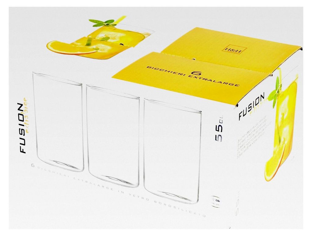Set aus 6 Gläsern Fusion aus transparentem Borosilikatglas, 300 cc