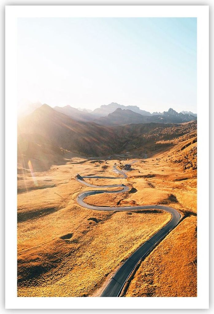Poster - Poster ohne Rahmen - Sonne Berge Weg - 61x91,5 cm Produktbild 
