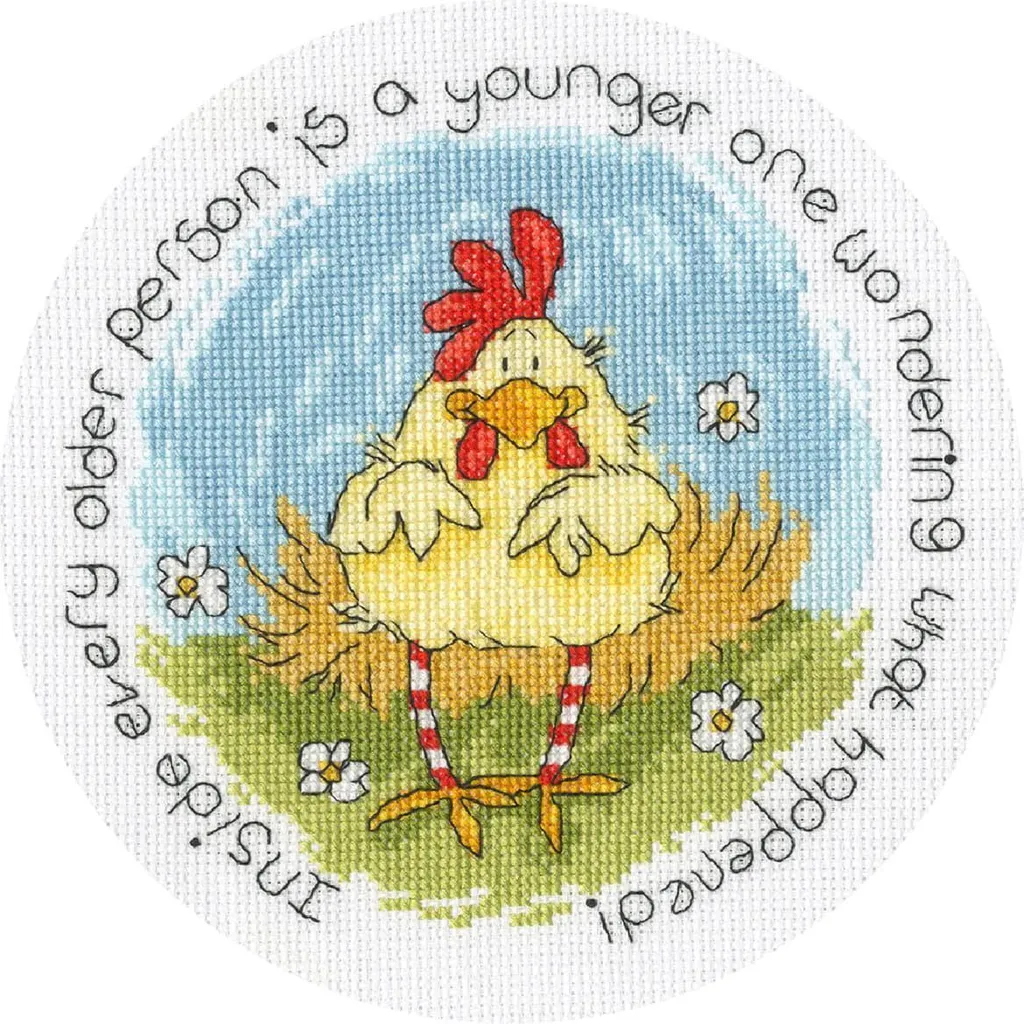 Kit point de croix Bothy Threads Poule de Printemps XMS39 diam 17,5cm
