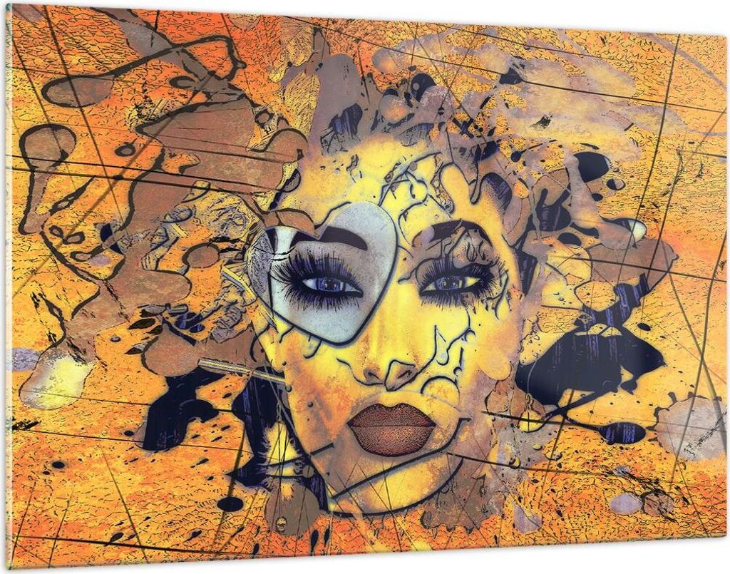 Bilder auf glas - Gesicht Frau - 120x80cm - Glasbilder - Wandbilder - Kunstdruck - zum Aufhängen bereit - Wanddekoration aus Glas - Glas Bilder - ...