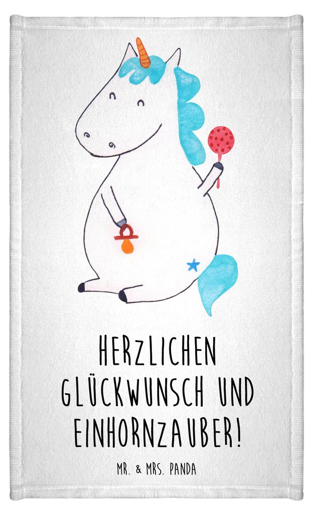Mr. & Mrs. Panda Handtuch Einhorn Baby - Weiß - Geschenk, Gäste-WC, Mutter, Kleines, Geburtstag, Baumwollhandtuch, Party, Frotteetuch, baumwolle,...